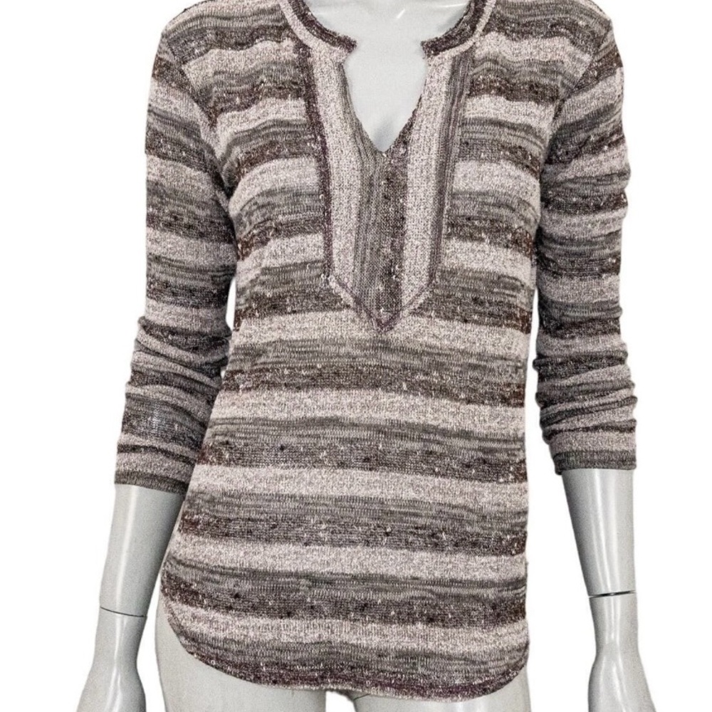 XiRENA Striped Gray Women's Popover Sweater